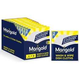 Marigold Wash & Wipe Dish Cloths Bundle | 12 packs of 2 cloths